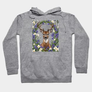 Michigan White-Tailed Deer With Iris Flower 2 Hoodie